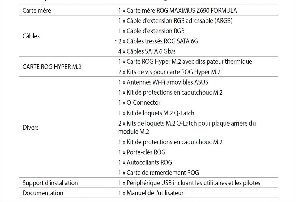 rog maximus z690 formula spécifications