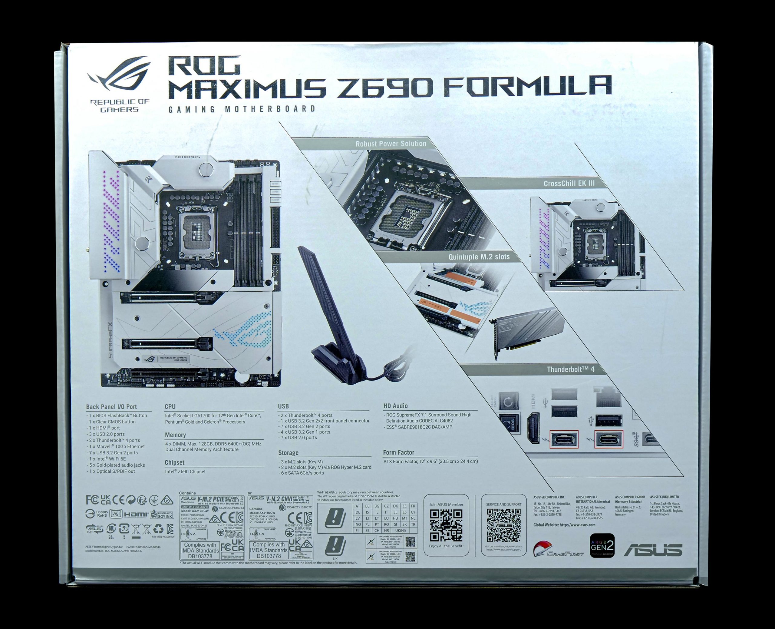 Boite face arrière de la ASUS ROG Maximus Z690 Formula